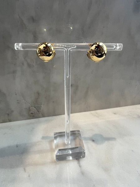 Golden Ball Huggie Hoops