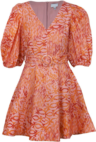 Belted Print Dress