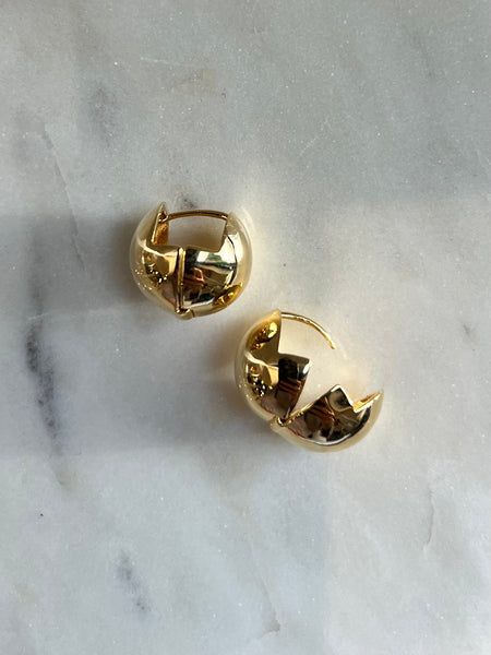 Golden Ball Huggie Hoops