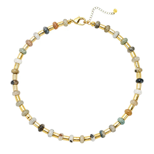 Golden Stone Collar Necklace