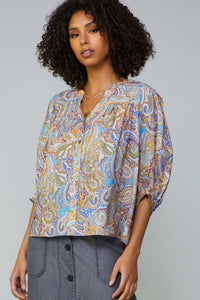 Fall Paisley Button Down Top