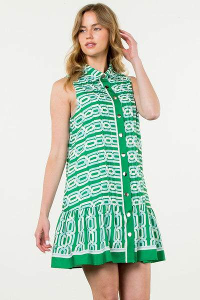 Sleeveless Print Pleat Dress