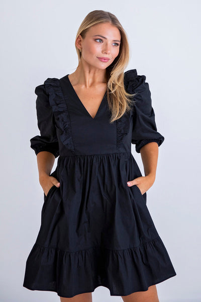 Poplin Pocket and Sleeves Dress