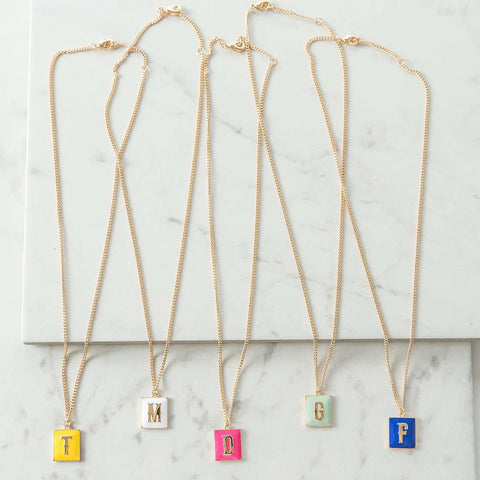 Enamel Initial Necklace