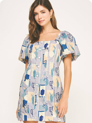 Contrast Pipe Button Down Dress