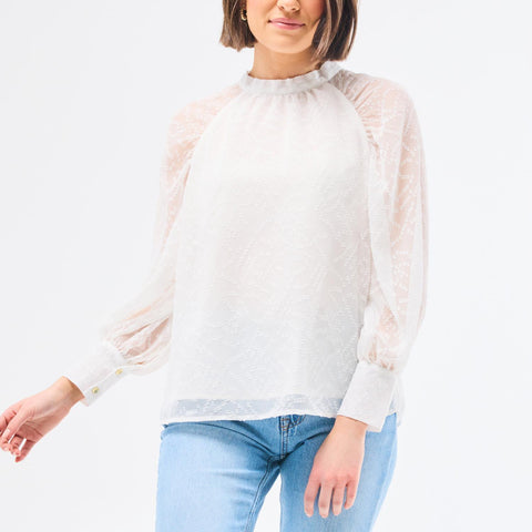 Sheer Sleeve Textured Top