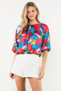 Floral Abstract Short Sleeve Top