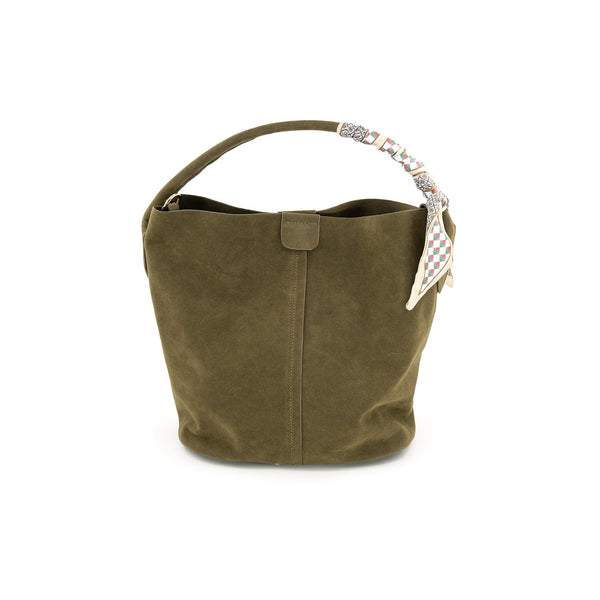 Vegan Suede Scarf Bucket Bag
