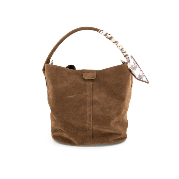 Vegan Suede Scarf Bucket Bag