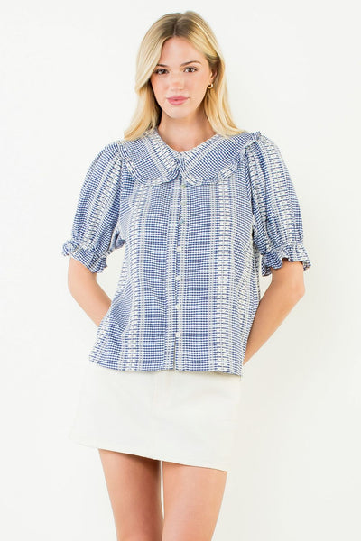 Janie Collar Button Top