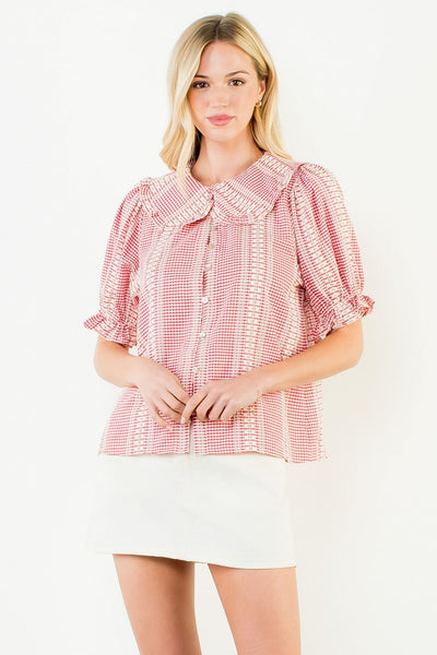 Janie Collar Button Top