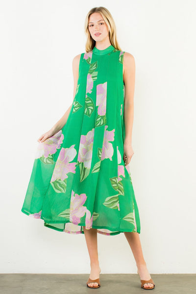 Floral Tie Back Midi Dress