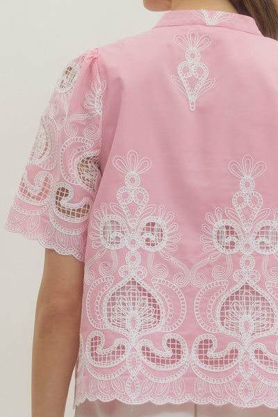 Embroidered Lace Short Sleeve Top