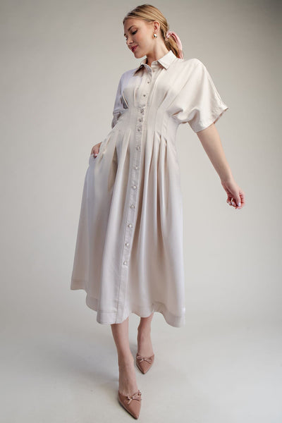 Fitted Waist Midi Dress