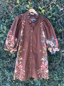 Button Front Botanical Dress