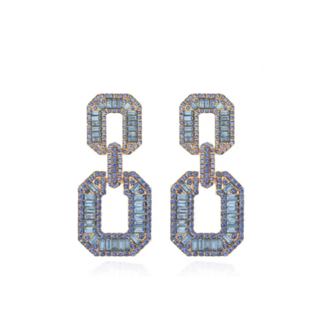 Baby Blue Baguette Earrings