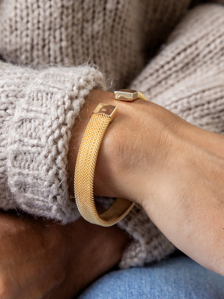 Golden Mesh Cuff Bracelet