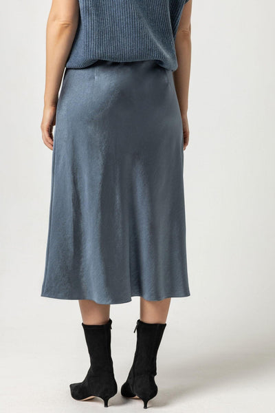 Bias Cut Satin Skirt - Slate Blue