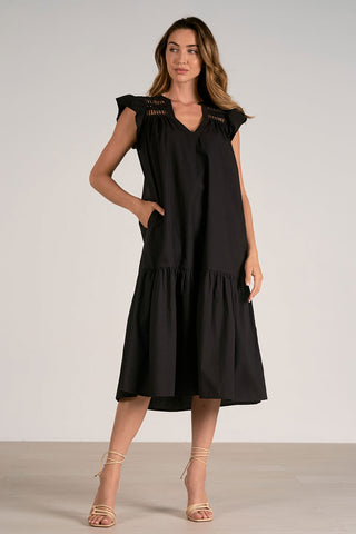 Cotton Ladder Trim Shift Dress