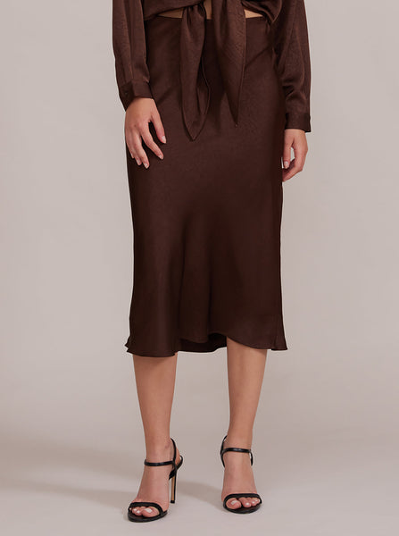 Deep Java Satin Midi Skirt