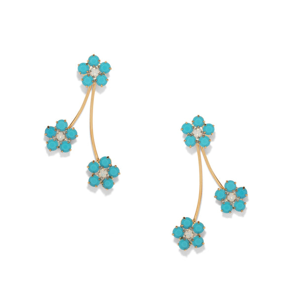 Dainty Turq Flower Earrings