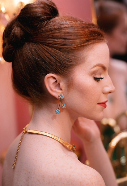 Dainty Turq Flower Earrings