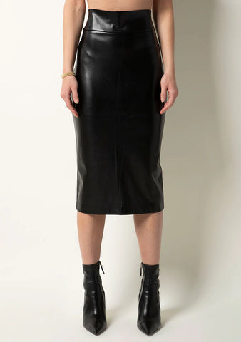 Vegan Leather Pencil Midi Skirt