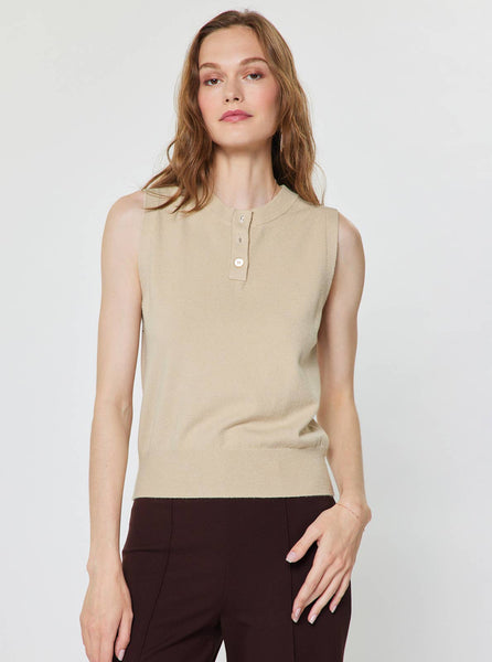 Sleeveless Henley Knit Vest