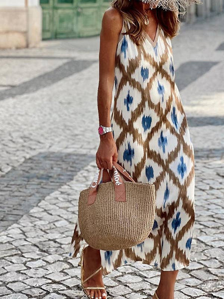 Ikat Vneck Maxi Dress