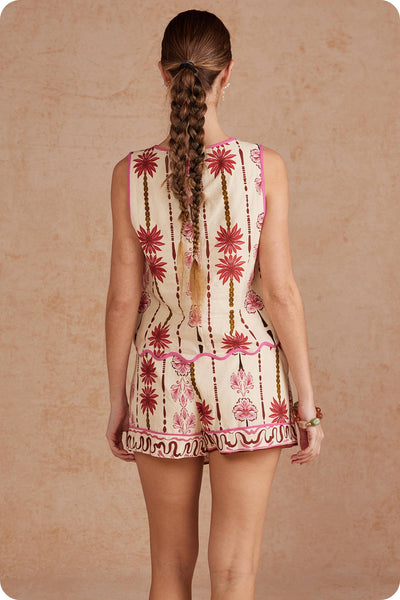 Border Striped Palm Floral Skort