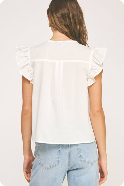 Ruffle Sleeve Reverse Pin-tuck Detail Blouse