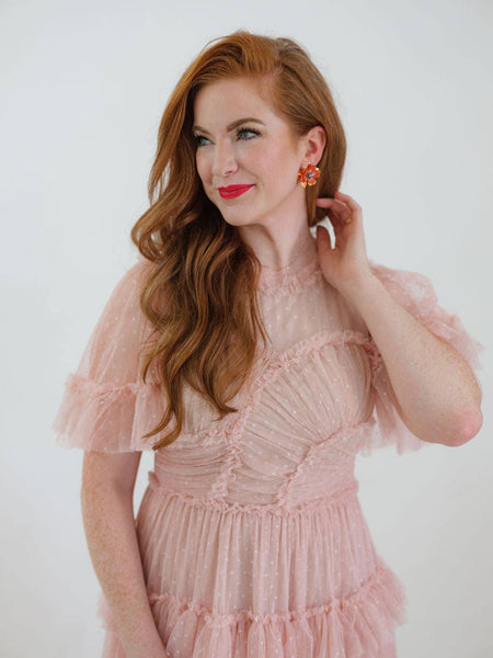 The Pink Reef Small Spruce Green Jewel Box Earring