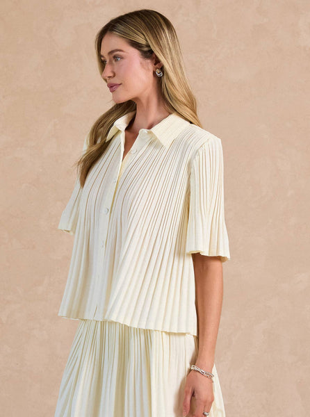 Pleated Half Sleeve Oversized Shirts