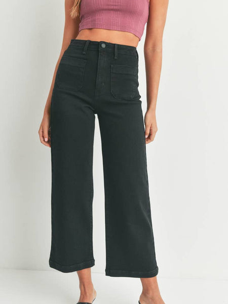 Patch Pocket Wide Leg - Black