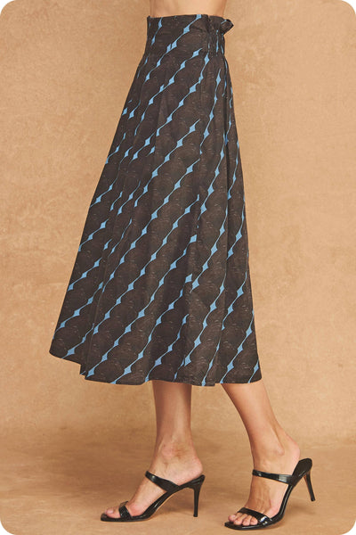 Abstract Geometric Print Pleated Midi Skirt
