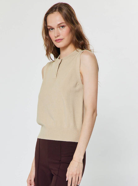 Sleeveless Henley Knit Vest