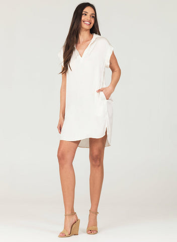 Cap Sleeve V-Neck Dress - Ivory Sand