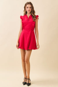 Ruffle Notched Neckline Dress