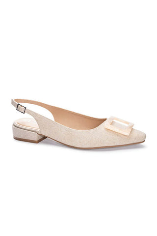 Linen Sling Back Mini Heels