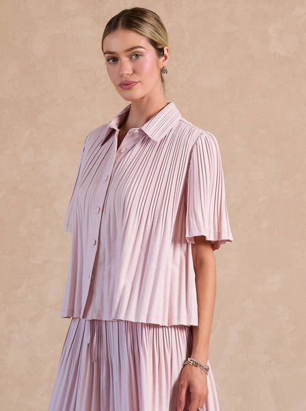 Pleated Half Sleeve Oversized Shirts