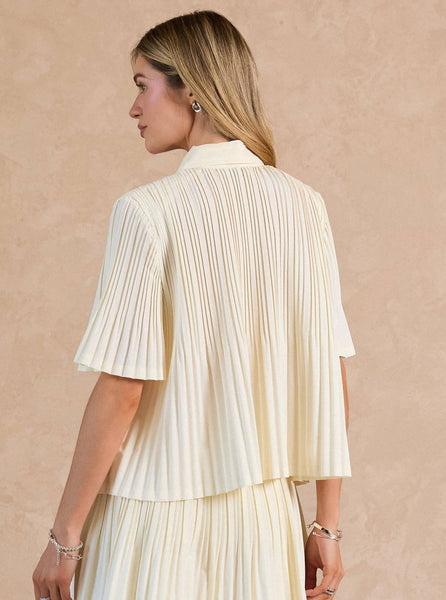 Pleated Half Sleeve Oversized Shirts