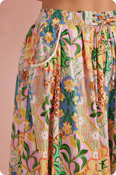 Garden Party Crochet Trim Midi Skirt