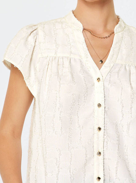 Textured Button-down Blouse