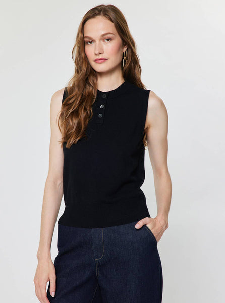 Sleeveless Henley Knit Vest