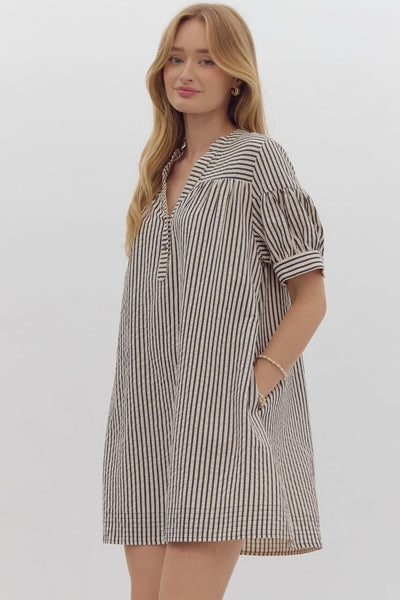 Short Sleeved Stripe Dress