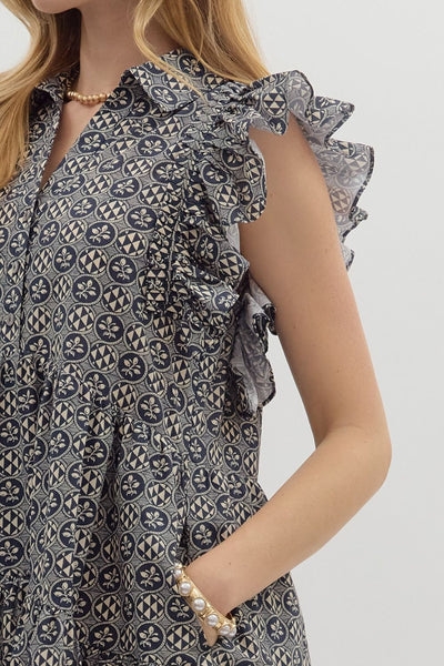 Medallion Mini Dress - Navy