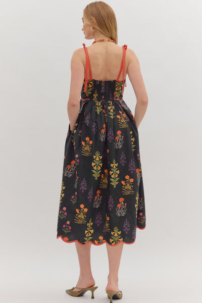 Tie Strap Fall Floral Dress