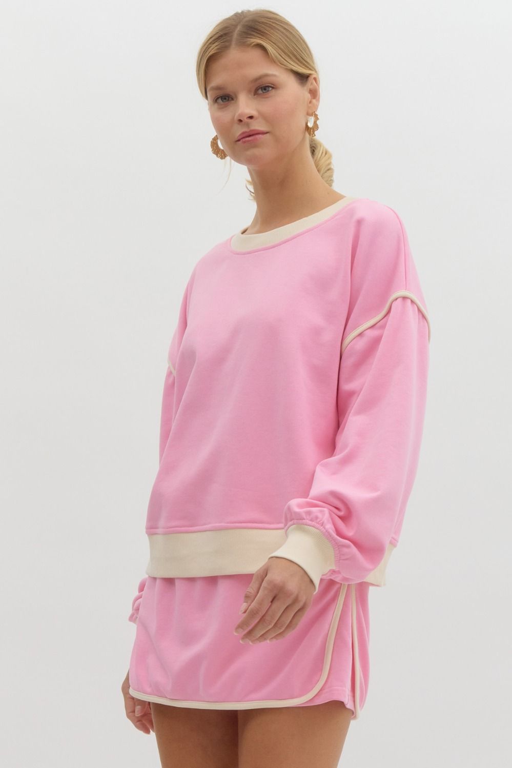 Contrast Trim Cotton Pullover