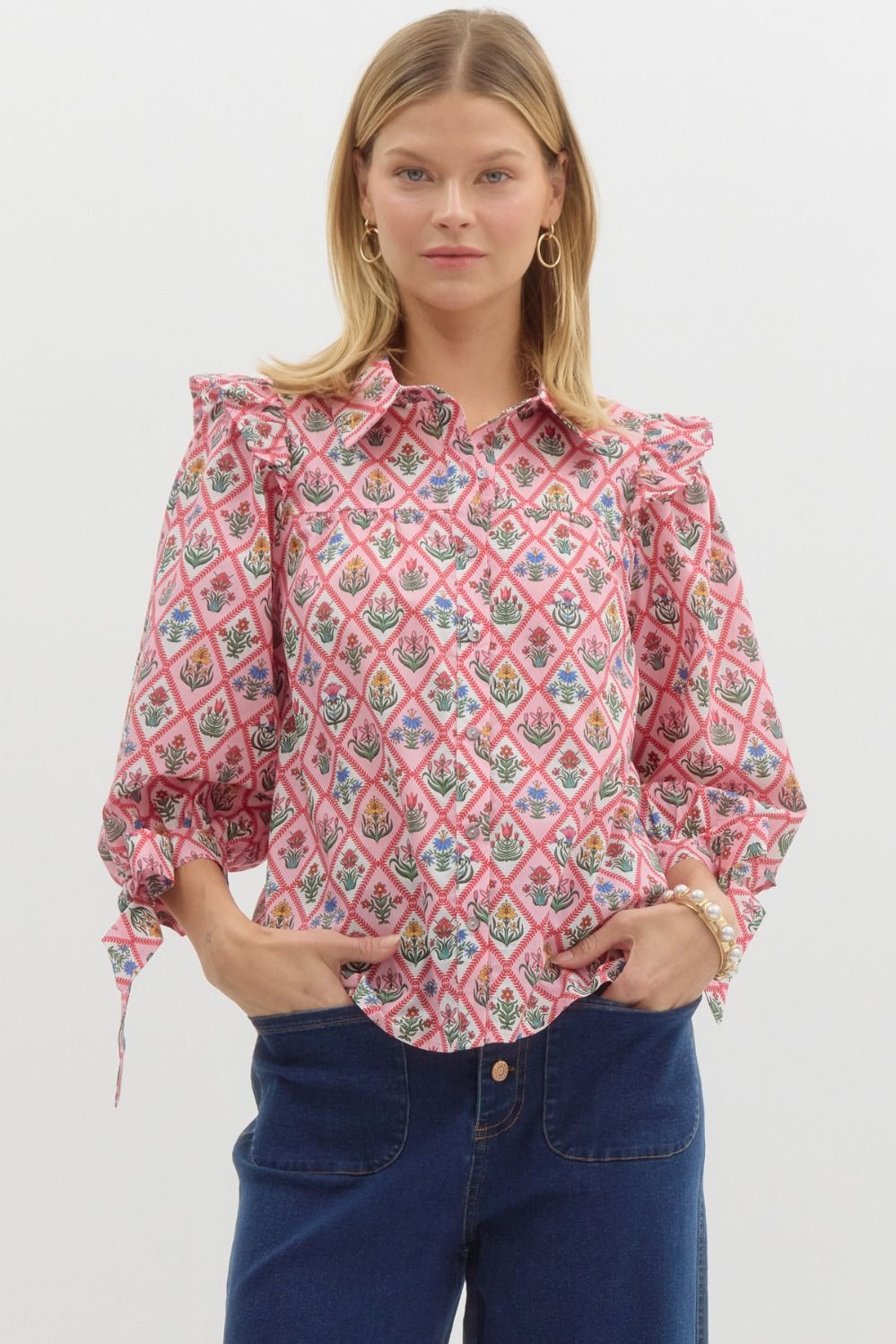 Ruffle Floral Cotton Top