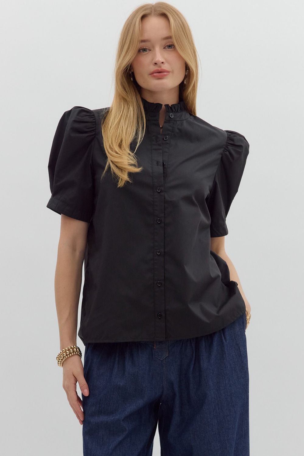 Short Sleeve Puff Sleeve Top